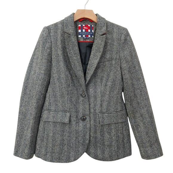 Boden Blazer Womens 4R Gray Heritage British Tweed Wool Two Button Herringbone - Picture 1 of 12